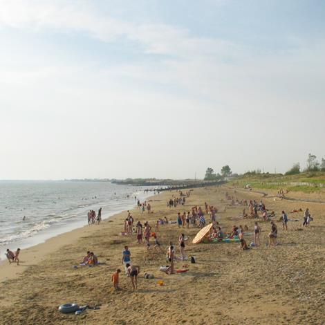 plage-de-l-eperon-l-aiguillon-sur-mer- Vue plage de sable avec vacanciers